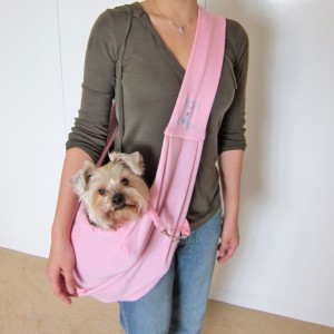 pink dog pouch