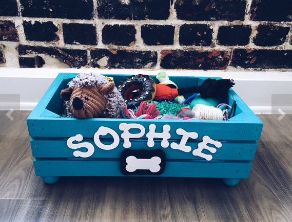 personalised wooden dog toy box